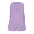 thumbnail image 6 of Womens 2 Piece Matching Outfits Bowknot Strapless Irregular Tube Top Shorts Sets Summer Casual Loungewear (XL, Purple), 6 of 8