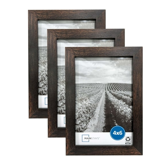 Mainstays 4x6 Linear Gallery Tabletop Picture Frame, Brown, Set of 3
