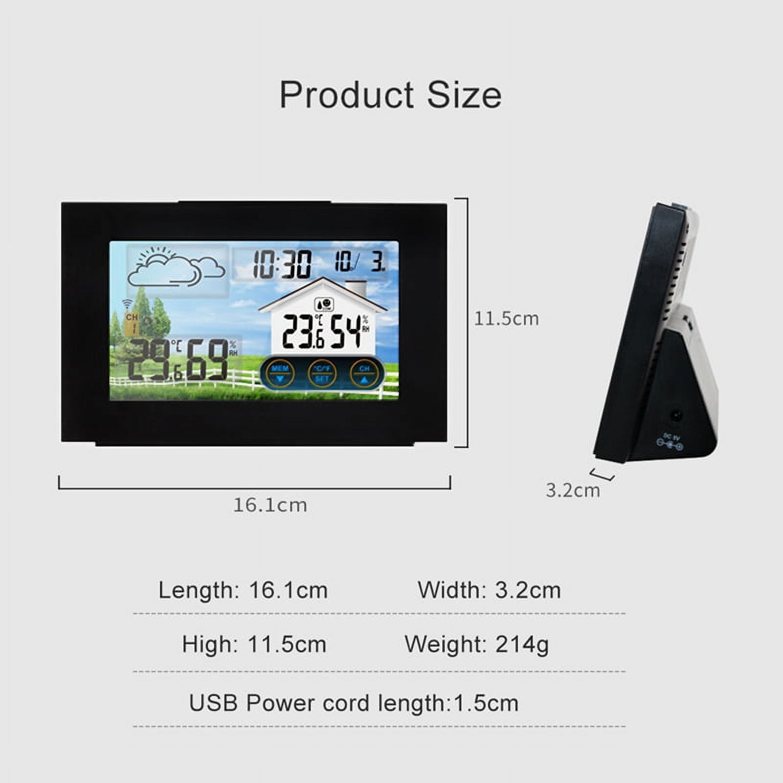 Katigan With Sensor Color Touch Screen Alarm Clock Wireless Weather Station Forecast Indoor Outdoor Thermometer Hygrometer