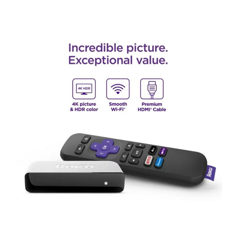 Roku Premiere, 4K HDR Streaming Media Player, Wi-Fi, HDMI Cable