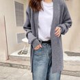 thumbnail image 6 of Lovskoo Long Cardigans for Women Trendy Loose and Cozy Solid Color Versatile Knitted Cardigan Long Sleeve Sweater Jacket Gray, 6 of 8