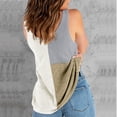thumbnail image 2 of V Neck Knit Tank Top, Color Block Pattern Stylish Sleeveless Knit Tank Top  For Daily Wear White L, 2 of 6