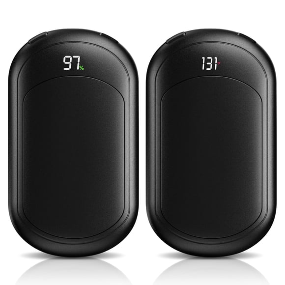 Calentadores de manos Fussion AI recargables, 6400 mAh, paquete de 2 unidades, color negro