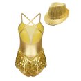 Kaerm Womens Shiny Sequins Jazz Leotards Latin Dance Fringe Bodysuit