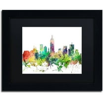 Trademark Fine Art "Indianapolis Indiana Skyline SP" Canvas Art by Marlene Watson, Black Matte, Black Frame