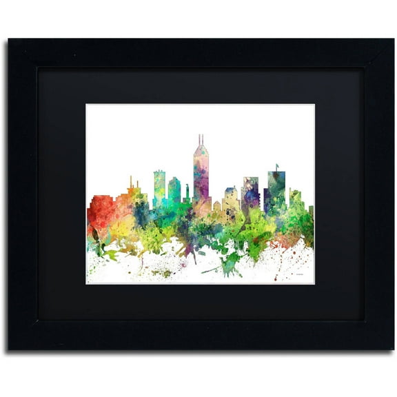 Trademark Fine Art "Indianapolis Indiana Skyline SP" Canvas Art by Marlene Watson, Black Matte, Black Frame