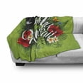 thumbnail image 3 of Aloha Soft Flannel Fleece Blanket, Hawaiian Cursive Lettering with Butterflies Flowers and Toucan Leafy Tropical Design, Cozy Plush for Indoor and Outdoor Use, 70" x 90", Multicolor, by Ambesonne, 3 of 6