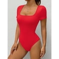 thumbnail image 2 of MOYIKO Square Neck Short Sleeve Bodysuits for Women Fitted Tops,Size S-XXL, 2 of 9