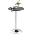 thumbnail image 1 of CoSoTower Table de Bar Ronde Moderne Réglage de Hauteur Bureau de Pub Bistro pour la Maison Dessus en Bois Recouvert de Similicuir Base Chromée Noir, 1 of 7