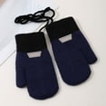 thumbnail image 2 of QUOTAY Kids Gloves Winter with Detachable Lanyard Double Layer Thermal Knitted Hand Warmers Cute Mittens for Boys and Girls 1 to 8 Years 01_Navy,8, 2 of 4