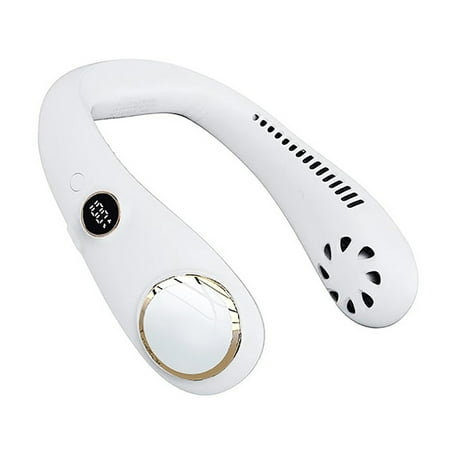 

Themei LCD Portable Neck Fan 3000mAh USB Rechargeable Hands Free Bladeless LCD Display Fan 3-Speed Neck Fan for Summer Outdoor Indoor White