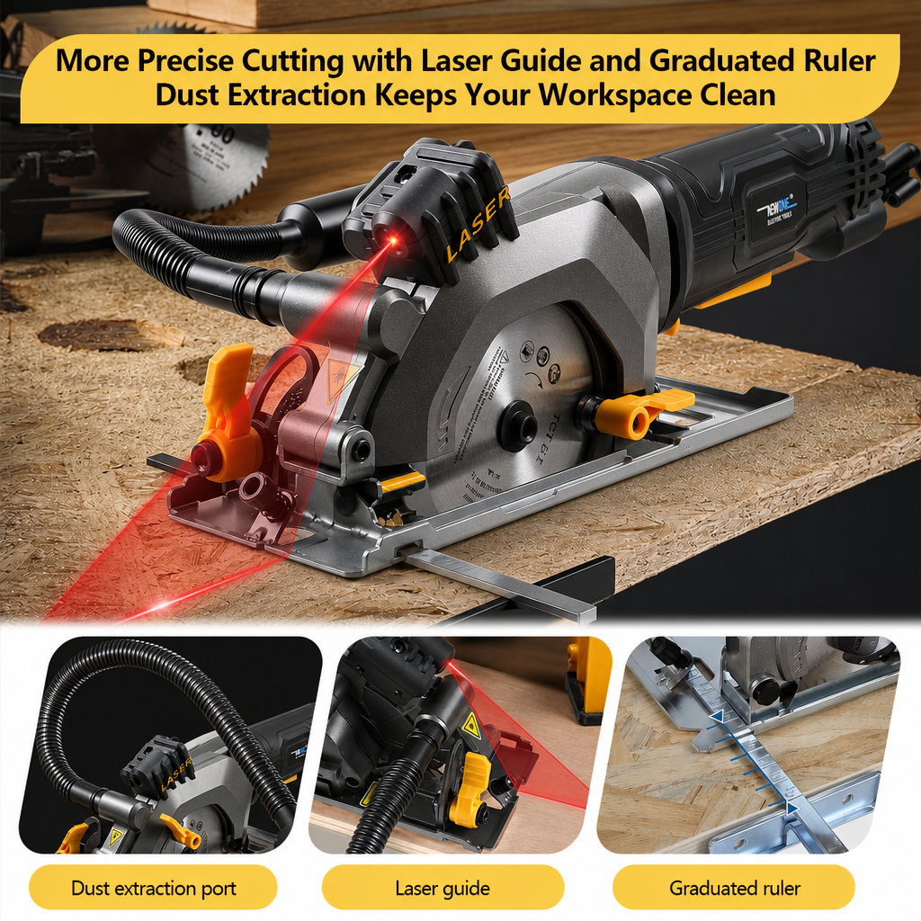 NEWONE Mini Circular Saw with Laser Guide and 6 Blades photo 6