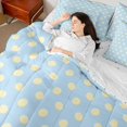thumbnail image 4 of Homewish Teens Female Men Polka Dots Bedding Comforter Set 7 Pieces,Blue Yellow Full Bedding Set Lightweight,Minimalist Vintage Geometric Circle Fitted Sheet Flat Sheet,Super Cozy Room Decor, 4 of 8