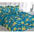 thumbnail image 2 of 6-PC Twin Excavator truck complete bed in bag comforter bedding set with furry friend and matching sheet set for kids boys girls super soft easy wash kids bedding décor, 2 of 3