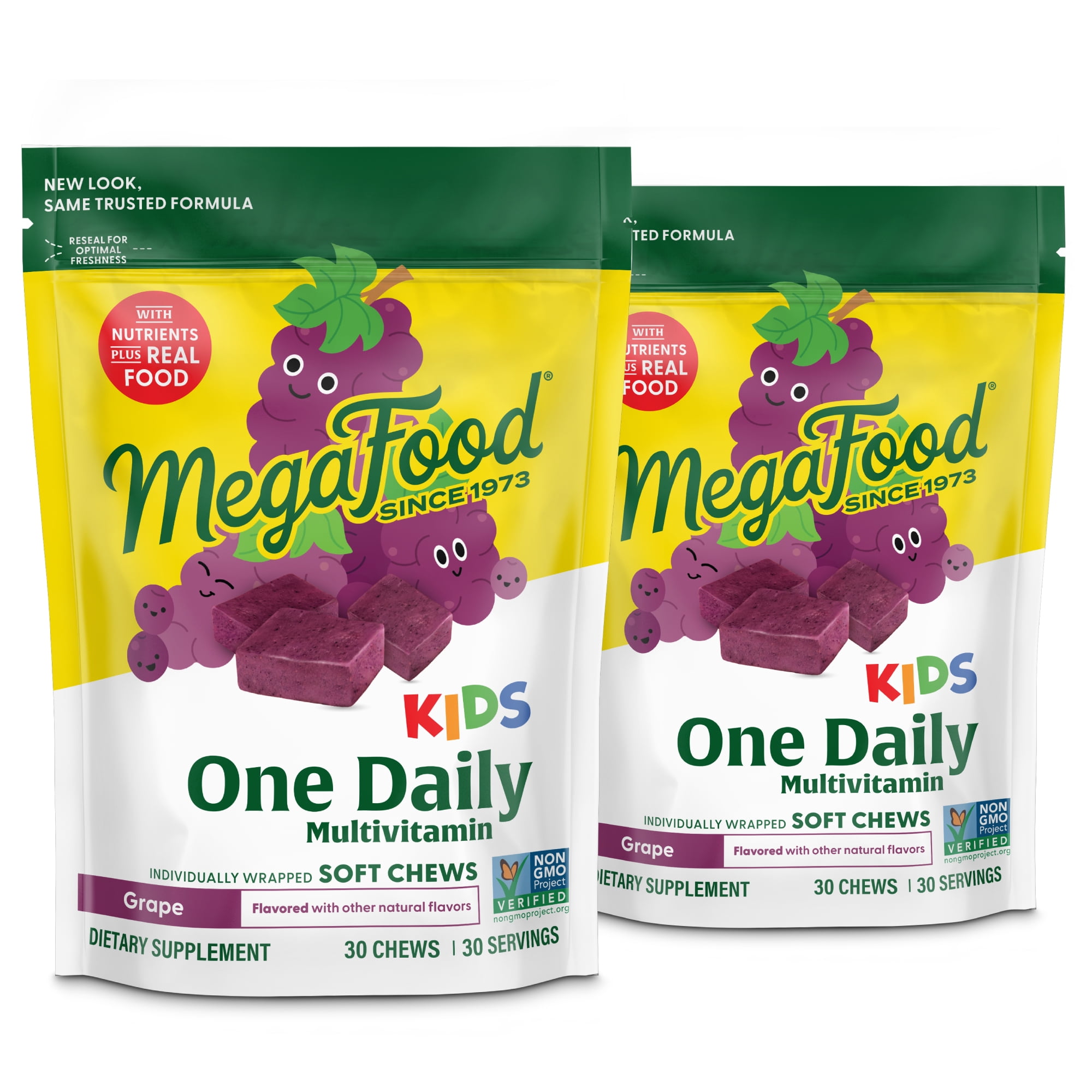 MegaFood Kids One Daily Multivitamin Soft Chews - Grape Flavor - Age 4+ - 30 Servings