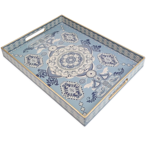 Bandeja rectangular de plástico Omuriko de 30 x 40 x 4 cm con asas