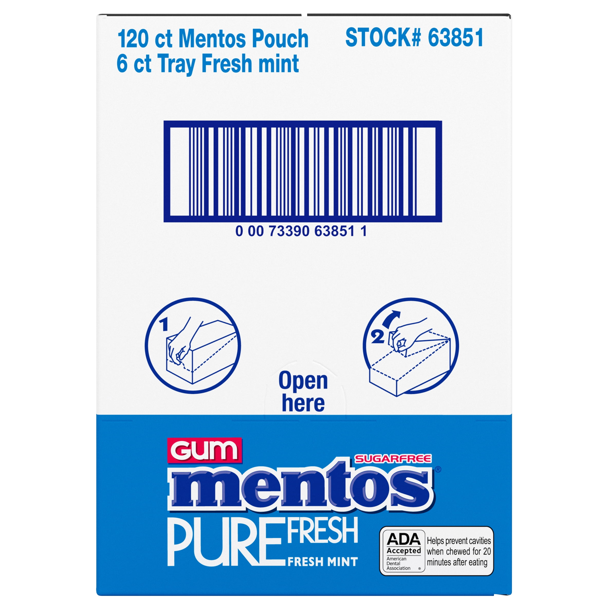 (Price/Case)Mentos Gum Fresh Mint Pouch, 120 Piece, 6 per case