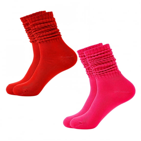 TELOLY 2Pairs Slouchy Socks for Women,Sweat-Absorbing, Anti-Friction Boot Socks for Women,Sports Socks Scrunch Socks Women,Combination2