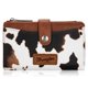 thumbnail image 1 of Billetera Wrangler con estampado de vaca plegable para mujer, piel vegana, marrón, 1 of 5