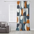thumbnail image 3 of Navy Blue Semi Sheer Curtains Drapes for Living Room, Bedroom, French Doors Window 84 Inches Long, Middle Century Modern Geometric Abstract Art Rod Pocket Chiffon Curtain Drapery Voile Drape Panel, 3 of 6