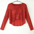 thumbnail image 7 of Levmjia Womens Sweatshirts Sequin Long Sleeve Round Neck Solid Color Casual Tops Work Home Breathable Comfort Stretch Holiday Party Daily Wear, 7 of 7