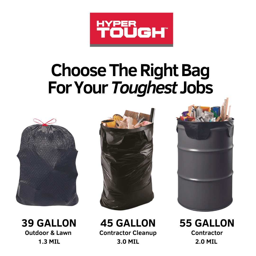 Hyper Tough 39-Gallon Drawstring Outdoor & Lawn Trash Bags, 1.1