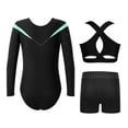 thumbnail image 2 of TiaoBug Kids Girls Athletic Dance Outfits Gymnastics Leotard Bra Crop Top with Booty Shorts Light Green 6, 2 of 3