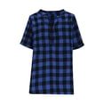 thumbnail image 5 of Womens Plaid Shirts Short Sleeve Button Down Shirt Casual Basic Tops Plus Size Tunic T Shirt, 5 of 6
