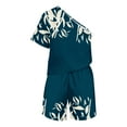 thumbnail image 5 of Lindreshi Womens 2 Piece Shorts Outfit Two-Piece Women's Summer Printed and Solid Shoulder Top and with Pocket Shorts Set Suit, 5 of 9
