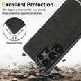 thumbnail image 3 of Allytechgroup for Samsung Galaxy S25 Case with  Credit Card Holder/ Kickstand/ RFID Blocking Premium PU Leather Magnetic Wallet Cover Soft TPU Bumper Shockproof Stand Protective Phone Shell, Black, 3 of 15