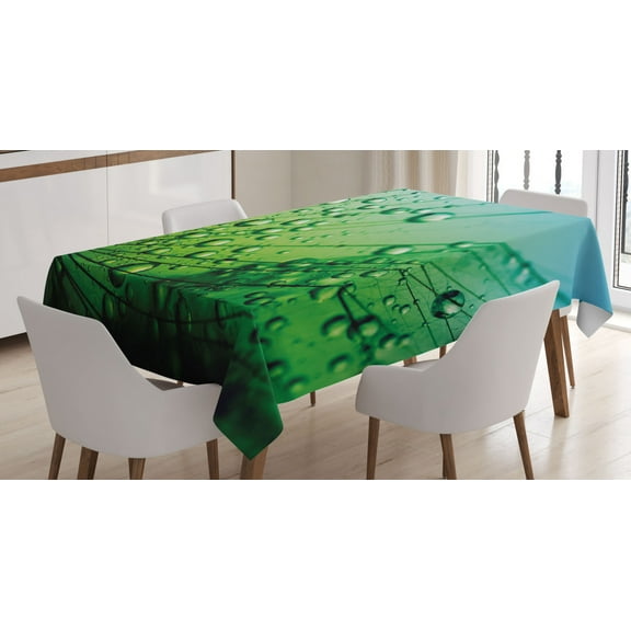 Ambesonne Flower Tablecloth Rectangular Table Cover, Photo of Dandelion, 60"x84", Fern Green