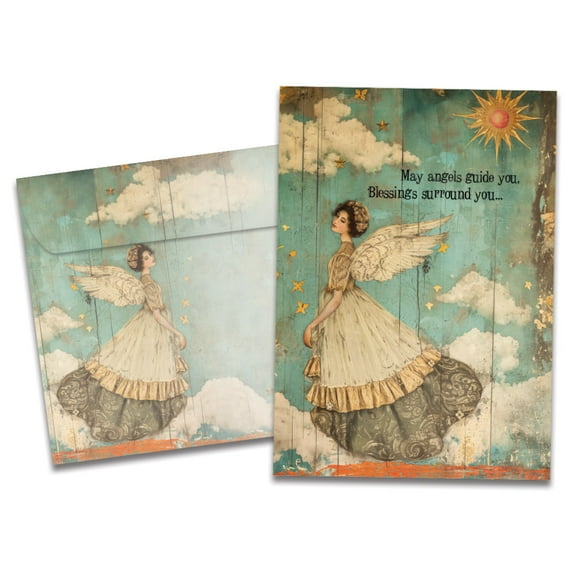 Tree-Free Greetings Support & Encouragement Greeting Card, 5 x 7, Angels and Blessings (GO69871)