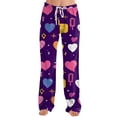thumbnail image 4 of Hearthz Valentines Day Pajamas Pants Women Love Heart Graphic Pj Pants Women Drawstring Wide Leg Holidays Sleep Pants Women, 4 of 7