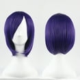thumbnail image 2 of Beauty Clearance Under $15 Fashion Girl Natural Short Straight Wig Slant Bangs Wig Trim Face Wave Dark Purple, 2 of 2