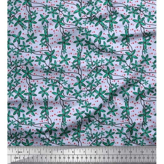 Soimoi Rayon Fabric Dot & Floral Artistic Fabric Prints by Yard 42 Inch Wide