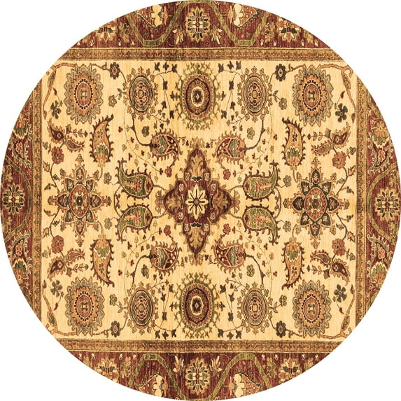 Ahgly Company Indoor Round Oriental Brown Traditional Area Rugs, 6' Round