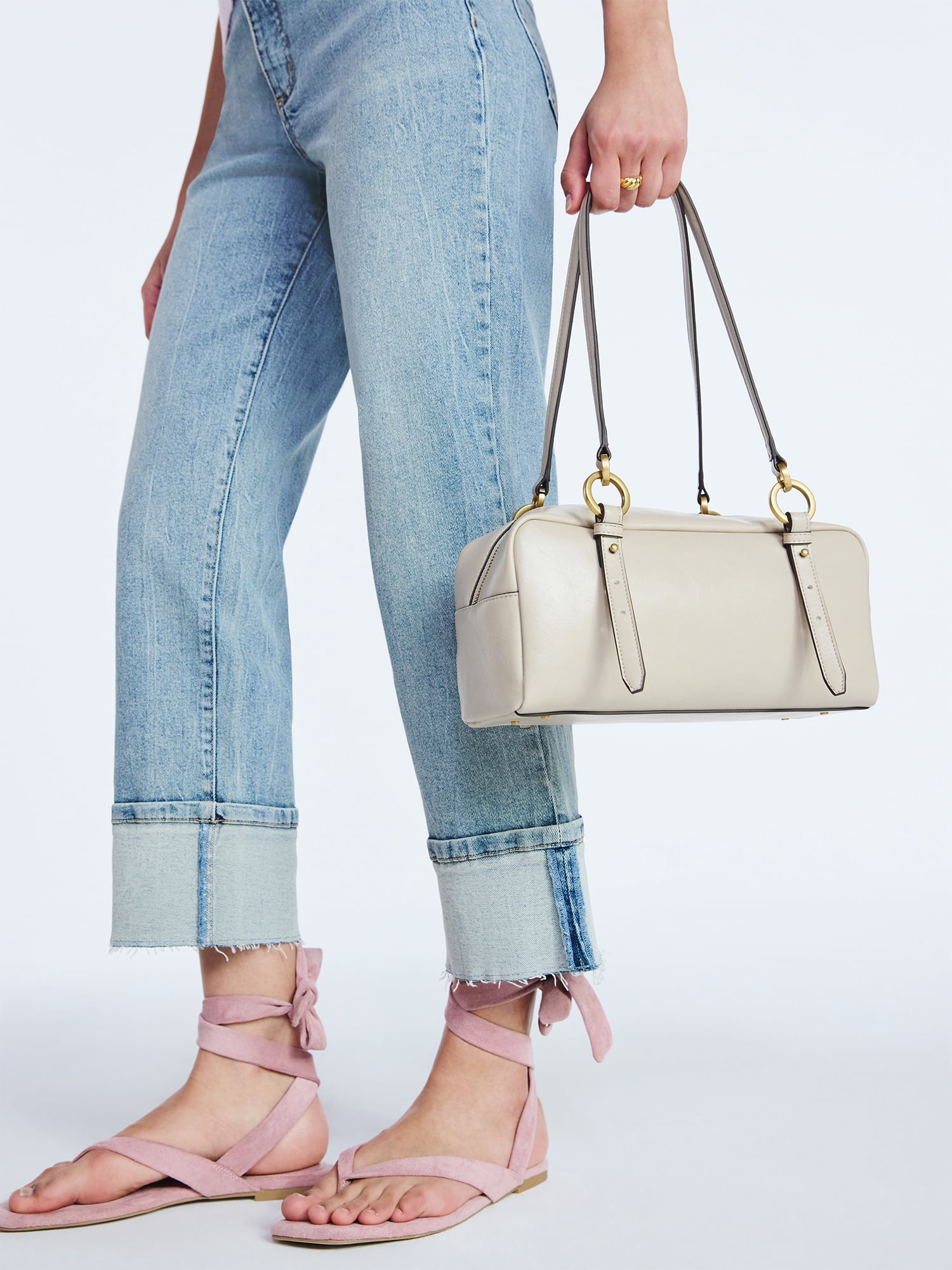 Scoop Women's Faux Leather Top Handle Shoulder Bag, Almond Biscuit