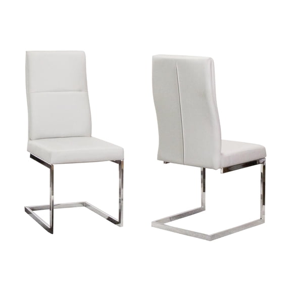 Opal Light Gray Faux Leather Chrome Cantilever Dining Chairs Set of 2 Sidechairs