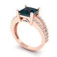thumbnail image 2 of 2.43ct Princess Cut Blue Natural London Blue Topaz 18k Pink Rose Gold Engraving Statement Bridal Wedding Designer Ring Size 8.5, 2 of 5