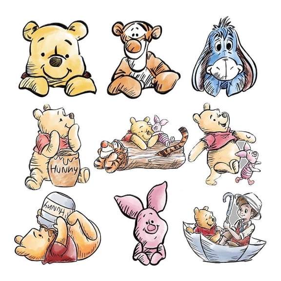 9PCS Winnie the Pooh Party Supplies, Large Cute Bear Cutouts with Stand for Baby Shower Decorations Cardboard Cutout Prop Party Decor