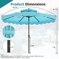 thumbnail image 2 of Costway 10 FT Solar LED Patio Umbrella, Push-Button Tilt & Crank, 24 LED Lights & 8 Ribs Turquoise, 2 of 10