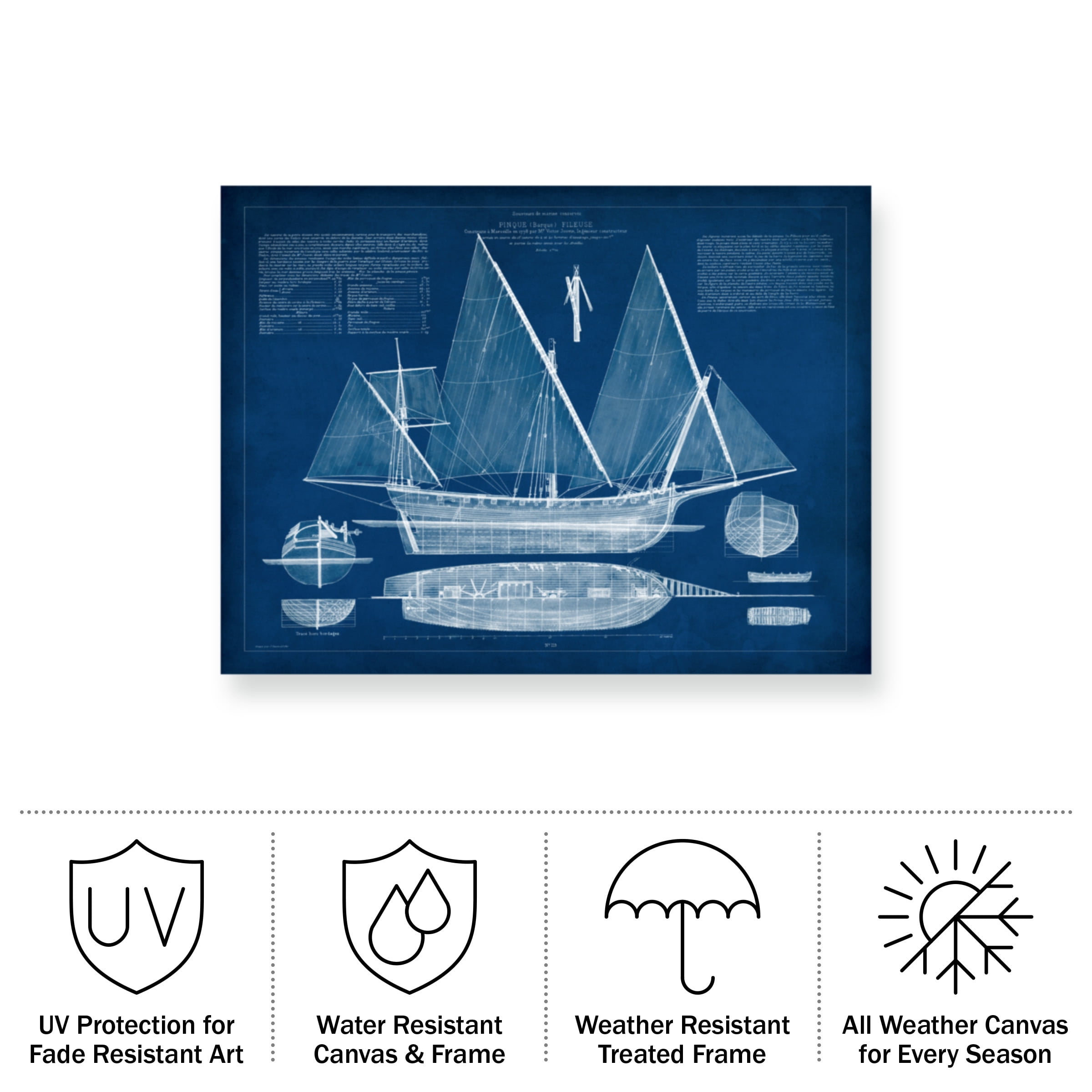 Vision Studio 'Antique Ship Blueprint III' Outdoor Canvas 35x47