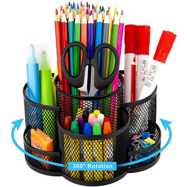 Mesh Pen Holder For Desk, 360Degree Rotating Desk Organizer Pencil