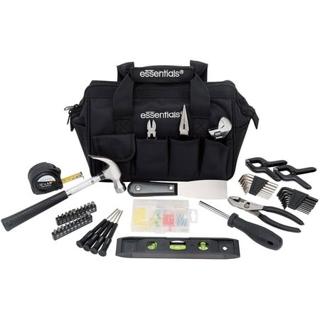 Essentials 53-Piece Around-the-House Basic Tool Kit with Black Tool Bag for Everyday Use and DIY