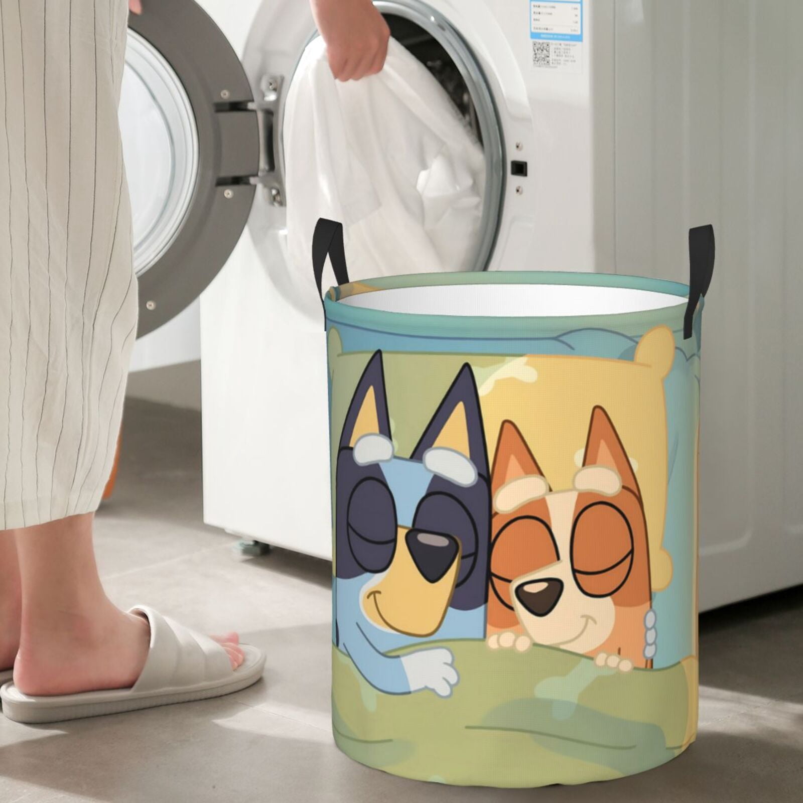Johaoi Bluey Pattern Round Large Laundry Basket -Storage Basket - Toy Storage Basket, Perfect as Hamper, Kids Room Storage, and Toy Containment-