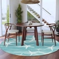 thumbnail image 4 of Round Area Rugs Collection 8 Ft, Teal Coastal Non-Slip Residential Carpet, Summer Ocean Waves Ombre Sea Starfish Indoor Crawling Mats Runner Rugs for Living Room/Dining Room/Bedroom, 4 of 9