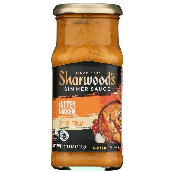 Pack of 6, Sharwoods Extra Mild Butter Chicken Simmer Sauce, 14.1 oz