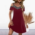 thumbnail image 2 of Admvng Sundresses for Women V-Neck Off The Shoulder Sexy Printed Sundress Summer Short Sleeved Dress S-5XL, 2 of 6