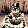 thumbnail image 3 of Piano Theme Cake Decoration Set - Happy Birthday Insert Card Music Note Black Gold Elegant Baking Accessories, 3 of 7