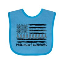 Inktastic Parkinson's Awareness Gray Ribbons and Flag Boys or Girls Baby Bib